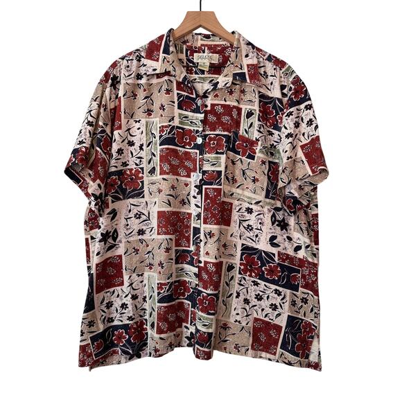 VINTAGE‎ 100% Silk Blouse Size 2X Floral Corrage Hawaiian Summer Beach Vacation - Picture 2 of 10